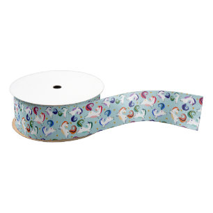 Gold Magical Star Rainbow Unicorn Grosgrain Ribbon