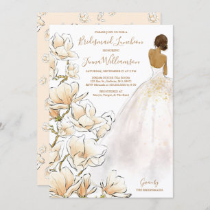 Gold Magnolia Bridesmaid Luncheon Invitation