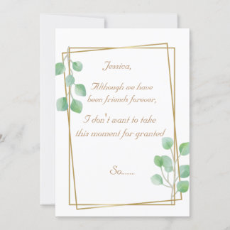 Gold Maid of Honor or Bridesmaid Proposal Card