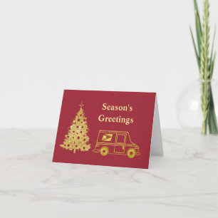 Gold Mail Truck & Christmas Tree Card