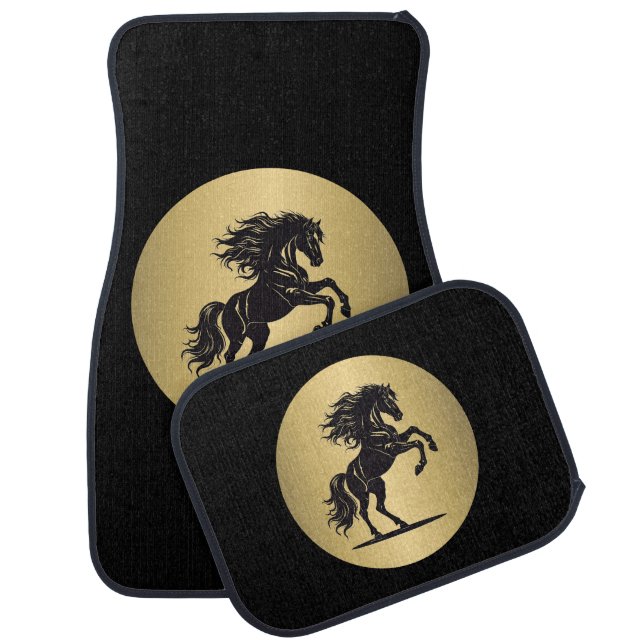 Gold Majestic Bucking Horse Car Floor Mat (Set)