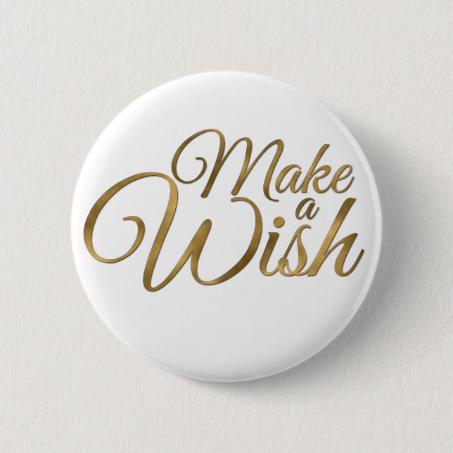 Gold Make a Wish Birthday Button (Front)