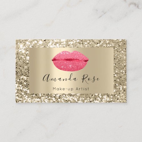 Gold MAKE_UP ARTIST Pink KISS LIPS GLITTER Appointment Card