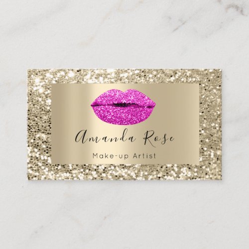 Gold MAKE_UP ARTIST RED KISS LIPS GLITTER Appointment Card