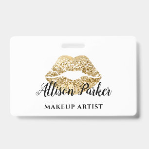 Gold MAKEUP ARTIST Logo Kiss Name Badge