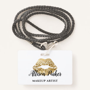 Gold MAKEUP ARTIST Logo Kiss Name Badge