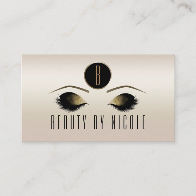Gold Makeup Eyes Eyelashes Customer Loyalty Card (Front)