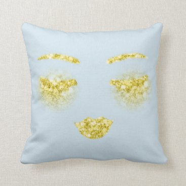 Gold Makeup Lips Lashes Eyes Sparkly Glitter Throw Pillow Gold Makeup Lips Lashes Eyes Sparkly Glitter Throw Pillow