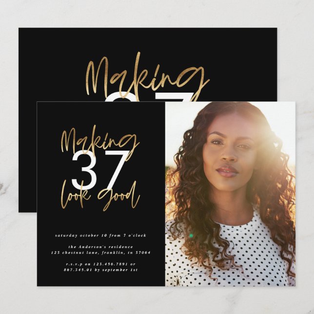 Gold making age look good photo birthday  (Front/Back)