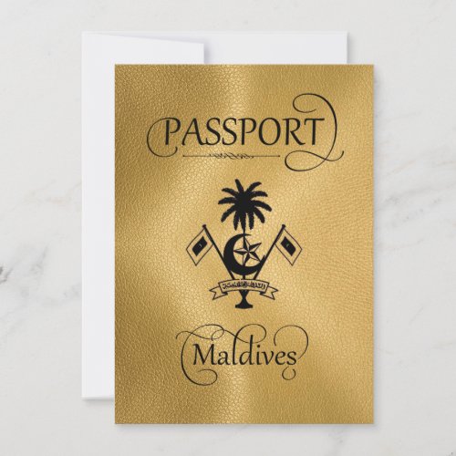 Gold Maldives Passport Save the Date Card
