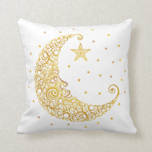Gold Man in the Moon Pillow