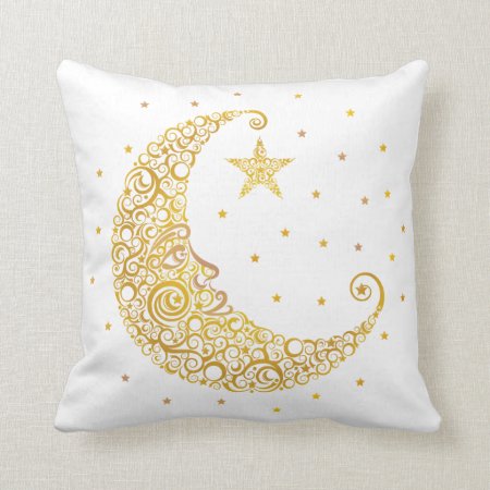 Gold Man In The Moon Pillow
