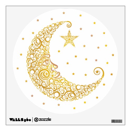 Gold Man in the Moon Wall Decal