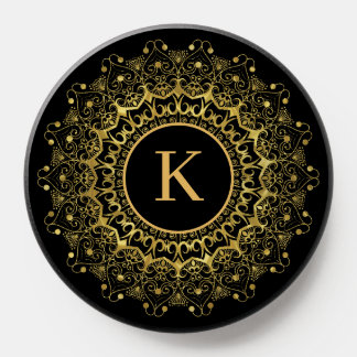 Gold mandal on black background  PopSocket