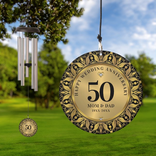 Gold Mandala 50th Wedding Anniversary Wind Chime (Outdoor)