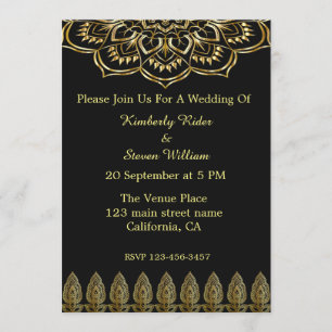 Gold Mandala And Henna Wedding Invitation
