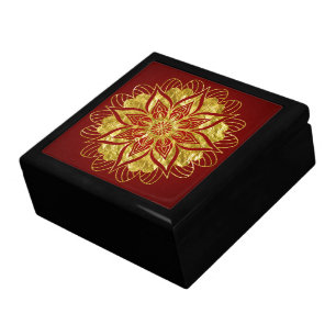 Gold Mandala and Red Gift Box