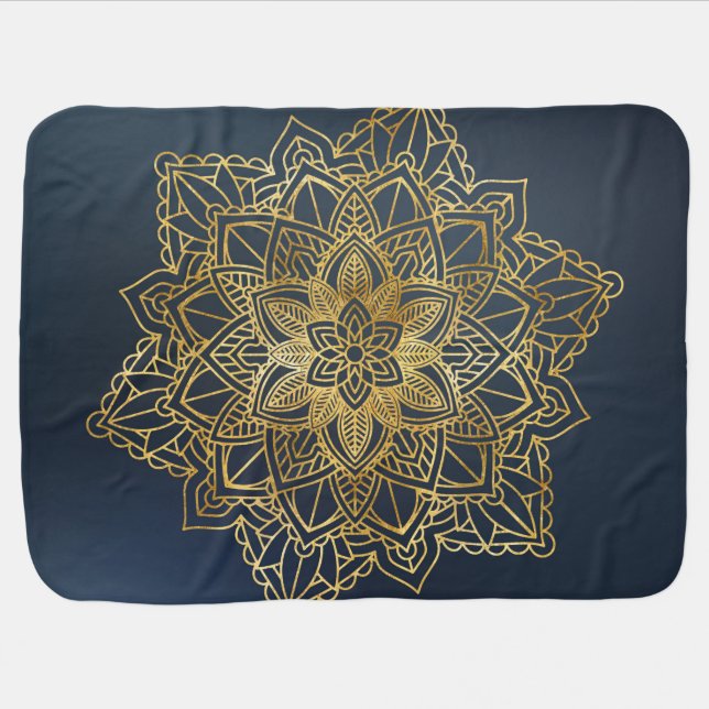 Gold Mandala Baby Blanket (Horizontal)