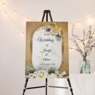 Gold Mandala background with White Roses Foam Board