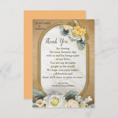 Gold Mandala background with White Roses  RSVP Card