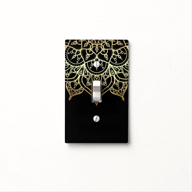 Gold Mandala Black Chic Modern Glam Elegant Light Switch Cover (In Situ)