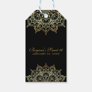 Gold Mandala Black Glam Modern Wedding Favor Gift Tags