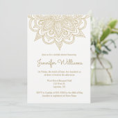 Gold mandala bridal shower invitations (Standing Front)