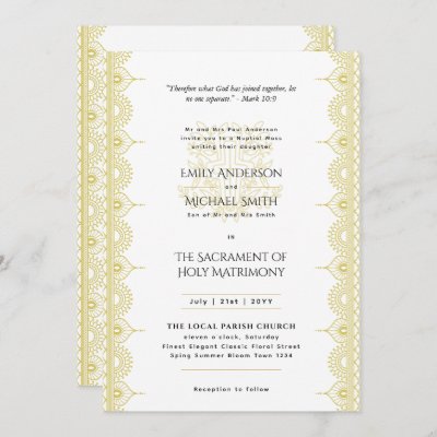 Gold Mandala Catholic Wedding Nuptial Mass Invitation