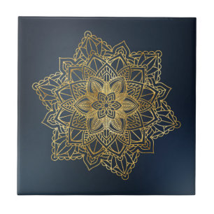 Gold Mandala Ceramic Tile