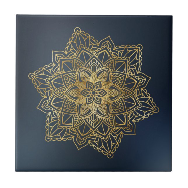 Gold Mandala Ceramic Tile (Front)