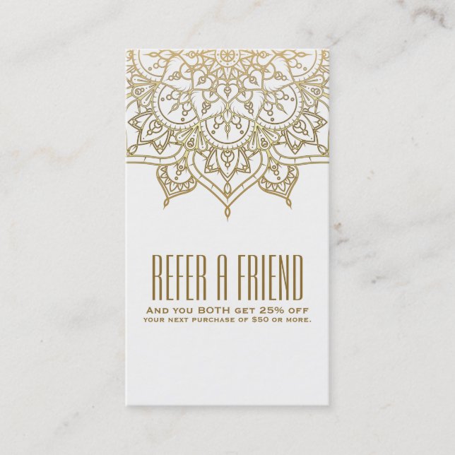 Gold Mandala Chic Refer a Friend Referral Card (Front)