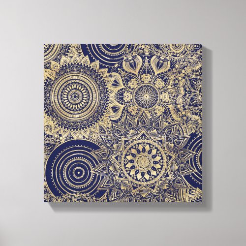 Gold Mandala Collection Blue Design Canvas Print