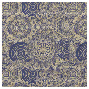 Gold Mandala Collection Blue Design Fabric