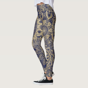 Blue and Gold Women's Leggings - Designer Leggings With Lots of Characters  - Sports Team Colors