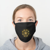 Gold Mandala Cute Custom Black Cotton Face Mask (Worn)