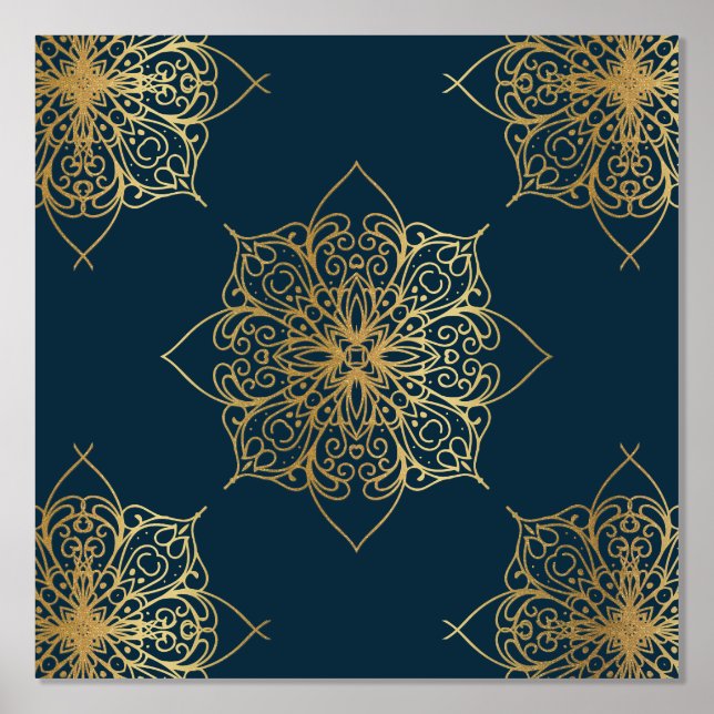 Gold Mandala Damask Pattern Foil Prints (Front)