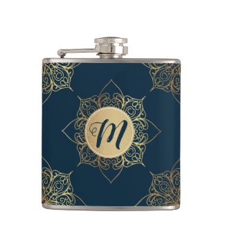 Gold Mandala Damask Pattern & Monogram