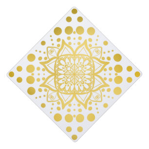 Gold Mandala Design Graduation Cap Topper