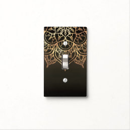 Gold Mandala Earthy Brown Bronze Modern Glam Light Switch Cover