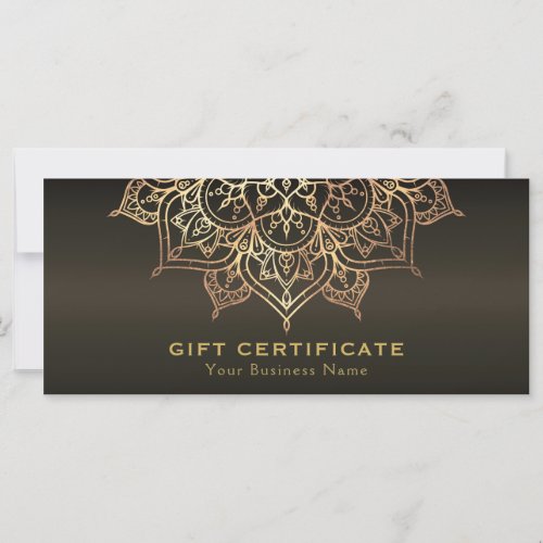 Gold Mandala  Earthy Brown Modern Gift Certificate