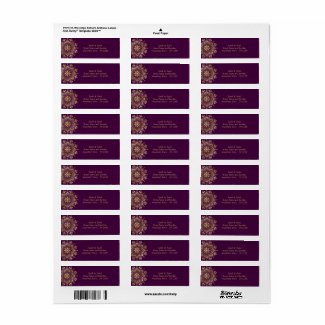 Gold Mandala Flourish on Purple Eggplant Plum Label