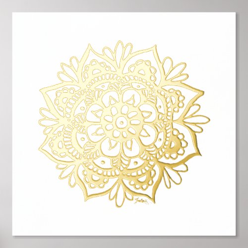 Gold Mandala Flower Foil Art Print