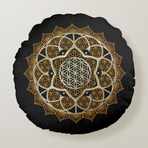 Gold Mandala Flower of life meditation Pillow