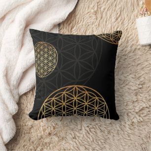 Gold Mandala Flower of life Meditation Throw Pillow