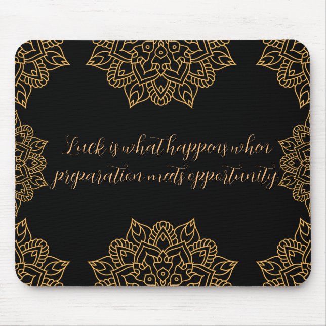 Gold Mandala Flowers with black pattern  Mouse Pad (Front)