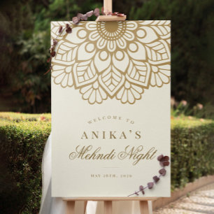 Gold Mandala Indian Mehndi Night Welcome Sign