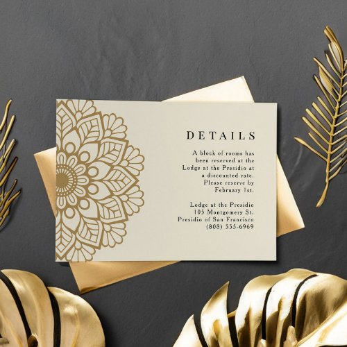 Gold Mandala Indian Wedding Details  Enclosure Card