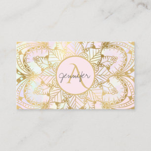 Gold Mandala Iridescent Holographic Yoga Business Card