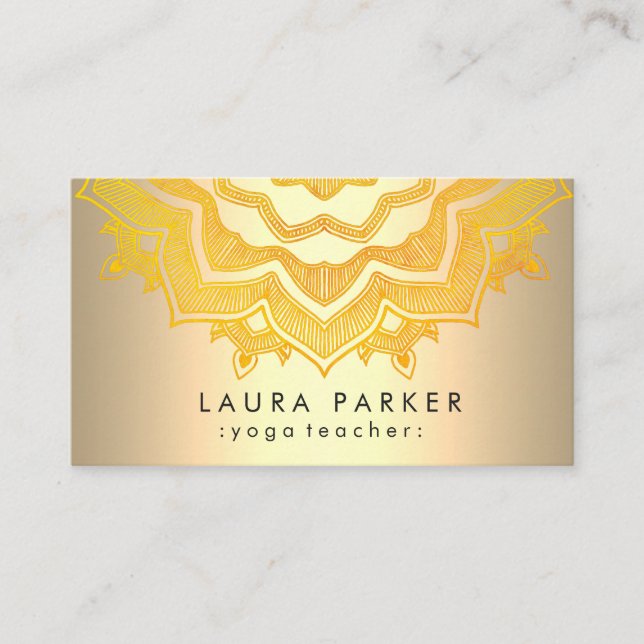 Gold Mandala Lotus Flower Yoga Meditation Holistic Business Card (Front)