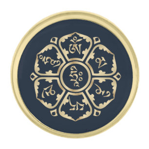Gold Mandala Mantra Finish Lapel Pin